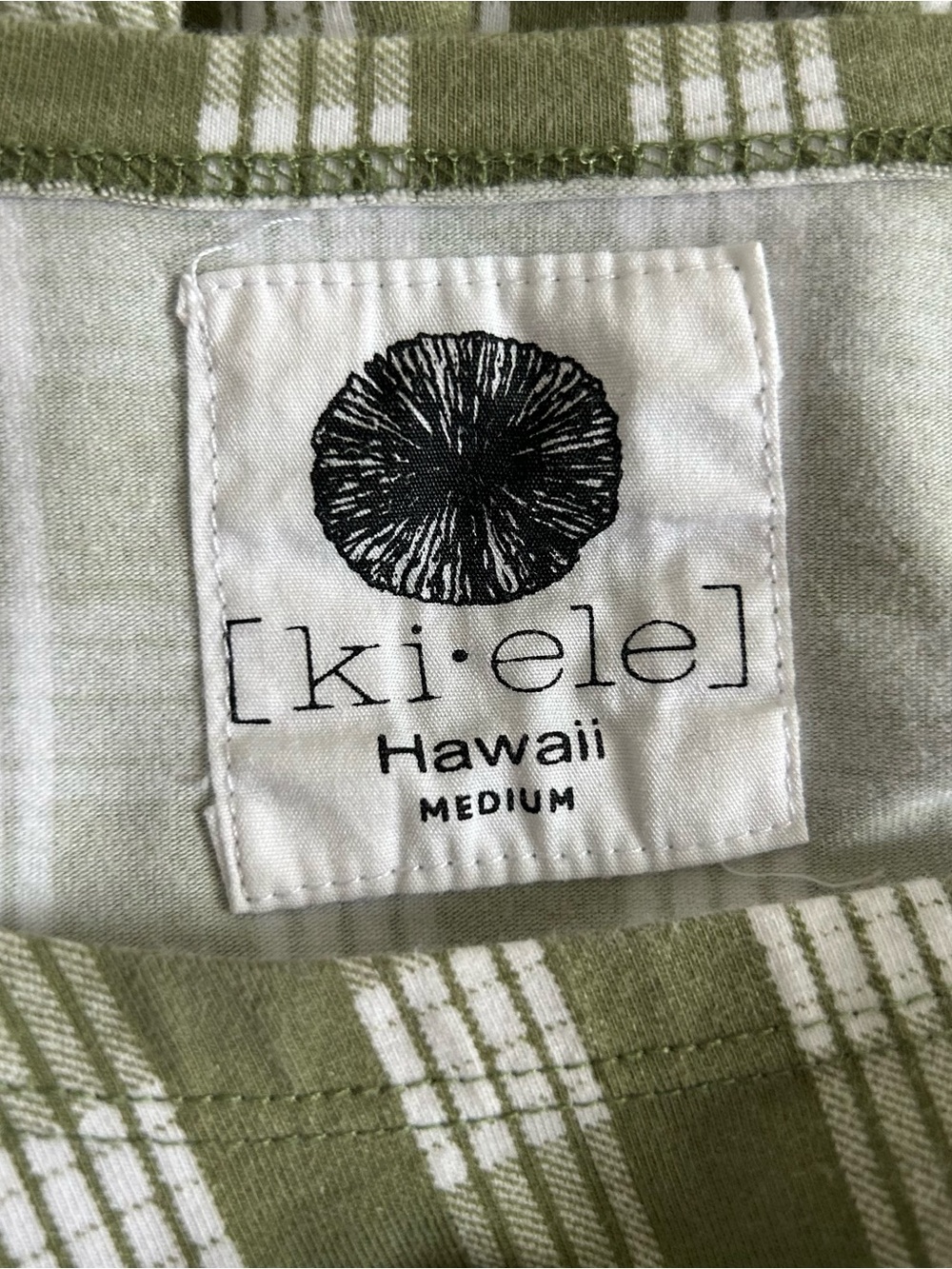 ki-ele Organic Cotton Hannah Shirt Dress in Light Green and White Palaka Print - Picture 6 of 6